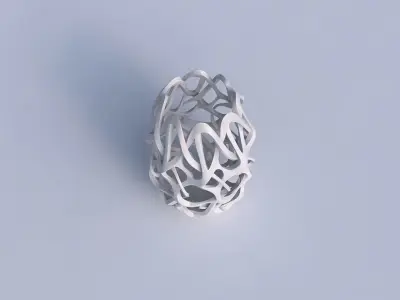 Bowl cylindrical with interlacing sharp edged lattice long ne... 3D model