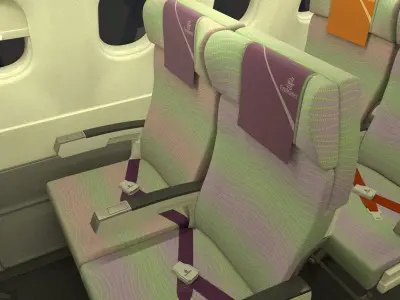Airbus A330 Emirates economy interior 3D model