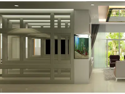 Living room to watch sea fish 3D model