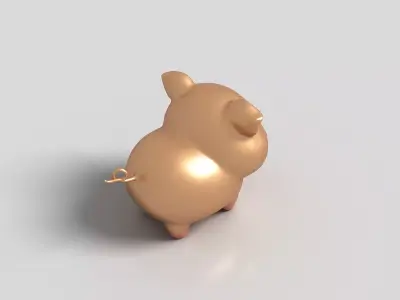 Gold jewelry pig Low-poly 3D model