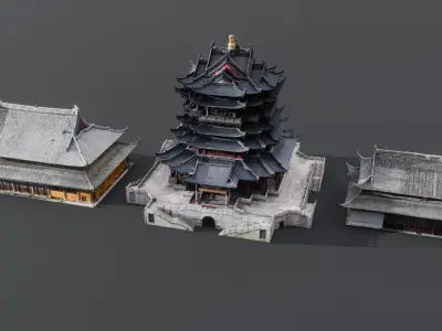 Historic Chinese Buildings - Pack of 3 3D model