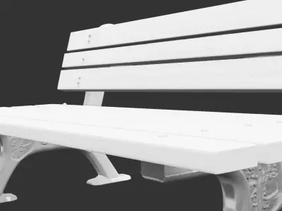 Wooden Park Bench for 3D print Low-poly 3D model