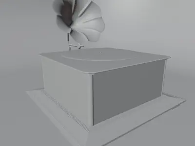 Gramophone record player with flower on top Free 3D model