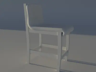 Modern Wooden Kitchen Chair - Padded Fabric Seat Free low-poly 3D model