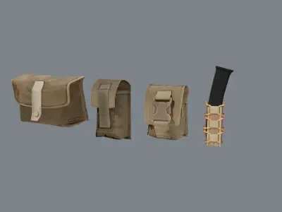 Molle pouches pack Low-poly 3D model