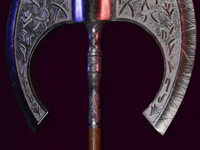 Double Axe 3D game-ready low-poly Low-poly 3D model