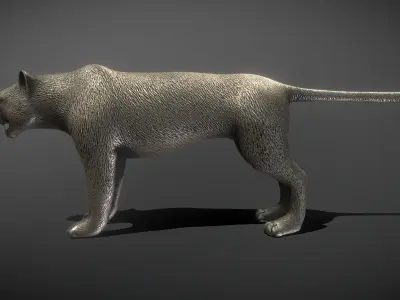 Leopard Bronze Statue Low-poly 3D model