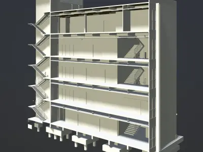 Building in section cut 3D model