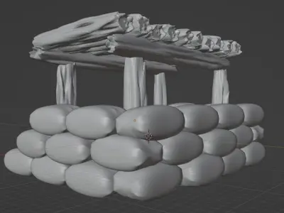 Military Army Bunker 3D Model - Blender Cycles Render Low-poly 3D model