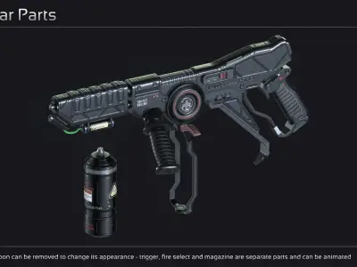 Scifi Flamer FST 13 Low-poly 3D model