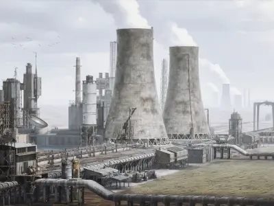 Industrial Complex Kitbash Huge Collection Low-poly 3D model