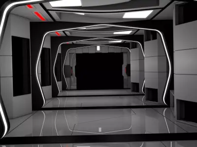 Sci Fi Corridor Futuristic 3D model shop