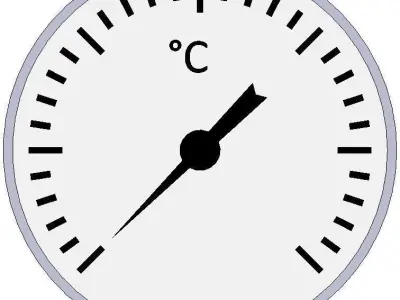 Thermometer d63 mm in a sleeve L50 mm 3D model