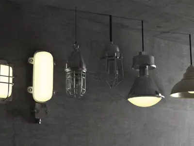 Industrial Factory Lights Low-poly 3D model