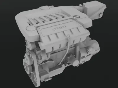 Volkswagen Golf R32 VR6 24v engine Low-poly 3D model