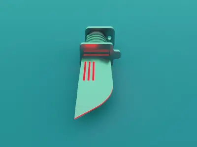 SCI-FI knife 3D model red Low-poly 3D model