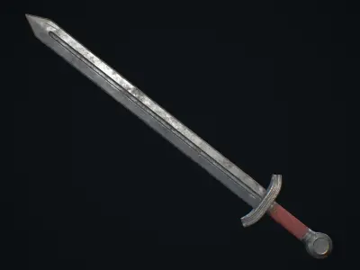Medieval Weapon Short Sword -PBR- Game Ready Low-poly 3D model