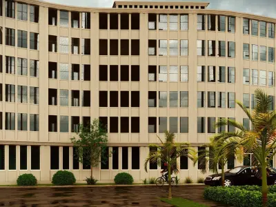 Curved Building001 Low-poly 3D model