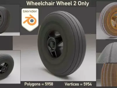 Wheelchair Wheel 2 Only with procedural PBR material 3D model