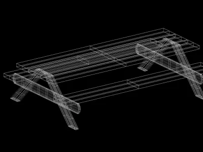 Picnic Bench Lowpoly Low-poly 3D model