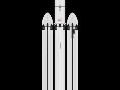 SpaceX Falcon Heavy - Block 5 - Rocket Low-poly 3D model