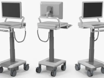 Medical Computing Workstation Cart White 