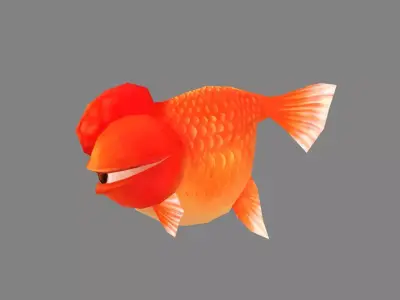 Cartoon big eyed goldfish Low-poly 3D model
