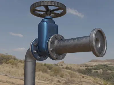 Industrial Metal Pipeline Valve for Water Remastered Low-poly 3D model