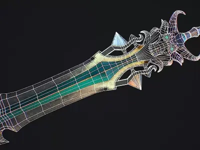 Fantasy sword 18 game ready 3d model Free 3D model