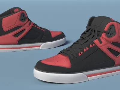 Skateboarding Street Shoes Black Red 3D model