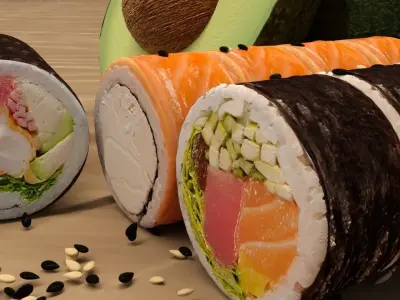 Sushi with avocado 3D model