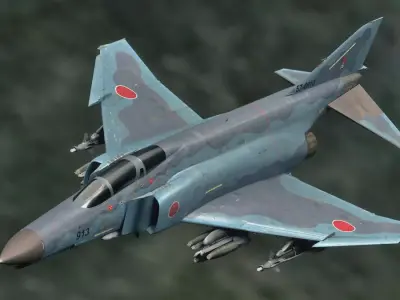 F4 Phantom 2 Kai Texture Fully Rigged Changeble Decal Text Free low-poly 3D model