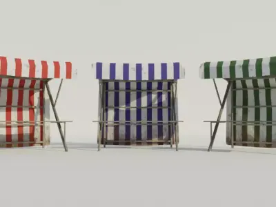 Medieval Market Stall - Low poly Low-poly 3D model