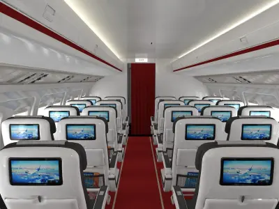 Airplane cabin 109 Seats 3D model