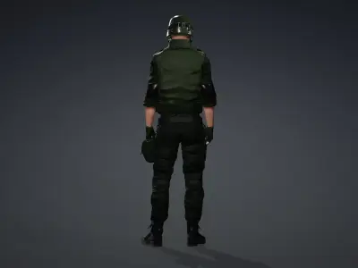 Black Tactical SWAT Soldier 3D model