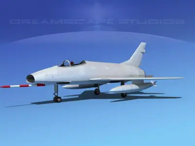 North American F-100D Super Sabre Bare Metal 3D model