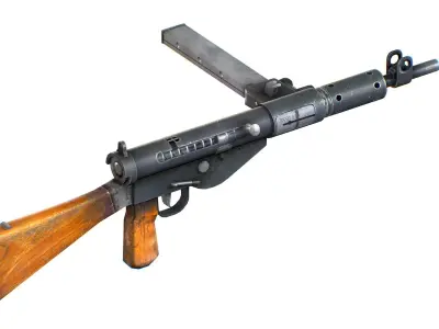 British Sub Machine Gun - Sten Mk V 1944 Low-poly 3D model