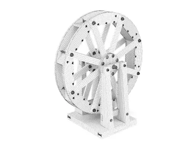 Wooden toy water mill wheel 3D model