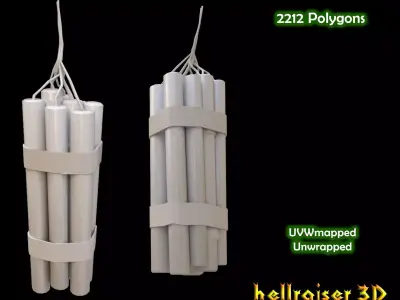 Dynamite candle hanging Low-poly 3D model