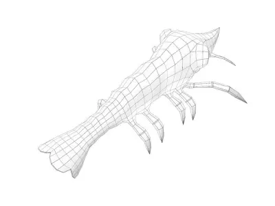Giant Tiger Prawn Animated Cartoon Low-poly 3D model