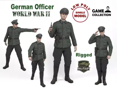 German Officer Low-poly 3D model