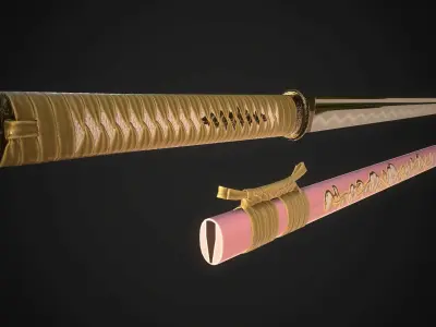 Wakizashi 04 Low-poly 3D model