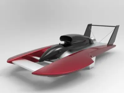 Hydroplane Boat Low-poly 3D model
