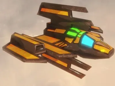 Sci-fi Spaceship Strike Back Low-poly 3D model