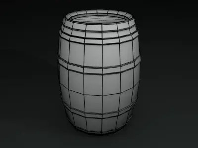 Wooden Barrel Free low-poly 3D model 12