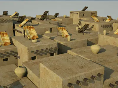 Prehistoric neolithic structures village 3D model