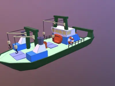 Low poly ship Low-poly 3D model