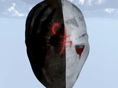 Helmet two faces sci fi 3D model