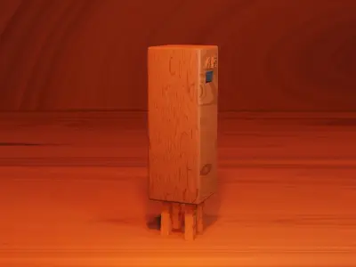 Wooden mailbox with silver Chinese scripts on body Low-poly 3D model