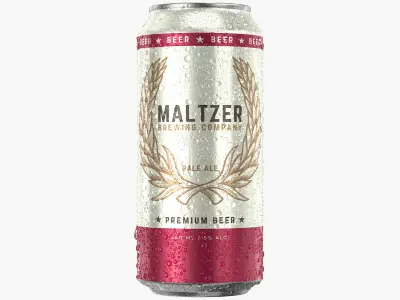 Standard Beer Can With Droplets 440ml 3D model purchase